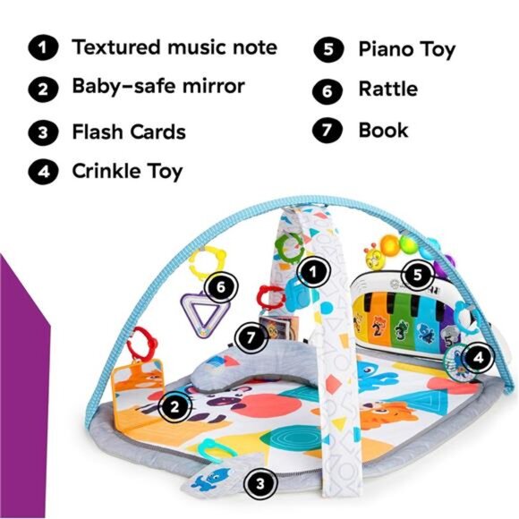 Baby Einstein 4-in-1 Kickin' Tunes Music and Language Play Gym and Piano Tummy - Picture 5 of 14